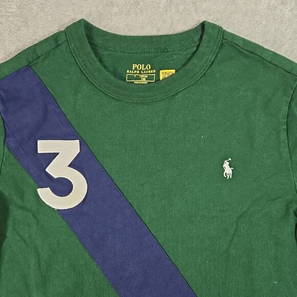 Polo Ralph Lauren Big Boys shirt Banner-Stripe Cotton Jersey Crew Neck T-shirt s - Picture 2 of 9